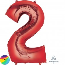 Folija balon - Številka 2 Rdeče barve Folija balon - Številka 2 Rdeče barve